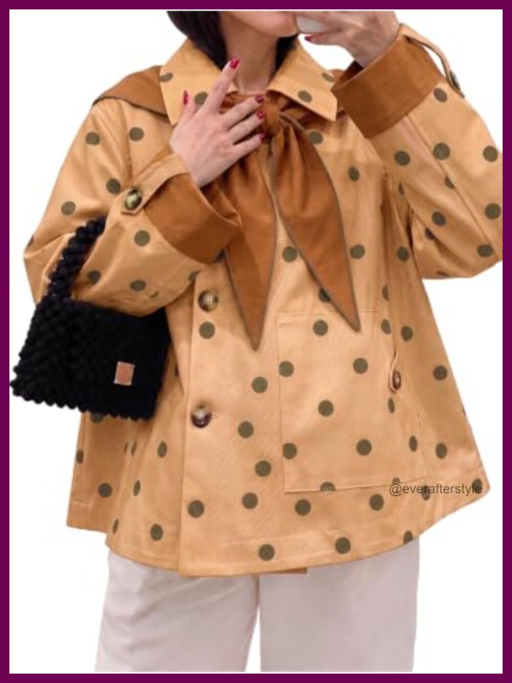 Cropped Trench Coat Single Breasted Shoulder Cape Jacket with Detachable Scarf